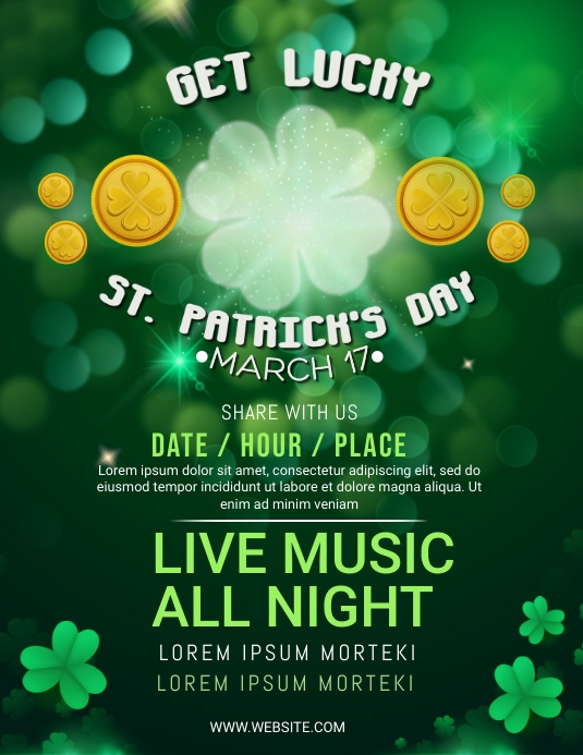 Saint Patrick`s Instagram Size Ulotka (US Letter) template